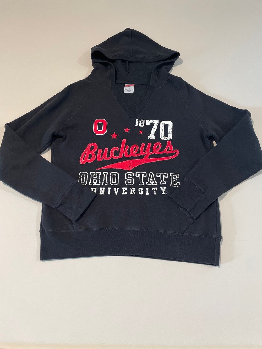 Soffe NCAA Ohio State Buckeyes Hoodie Size L Black Distressed Logo